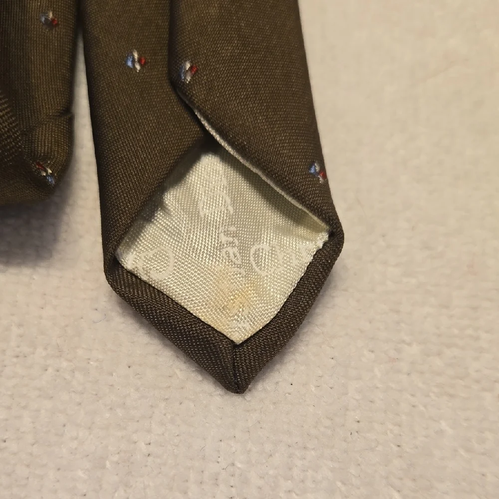 Christian Dior Silk Blend Tie - Brown Geometric - Vintage